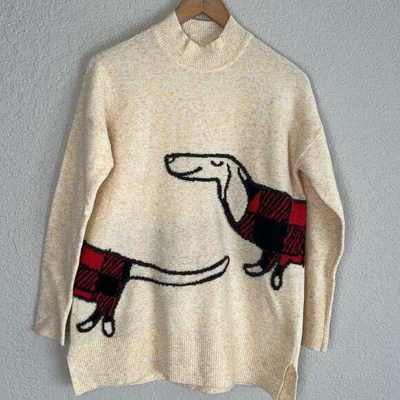 Loft Buffalo Plaid Weiner Dog Sweater Tunic Christmas Winter Cozy Dachsund - Picture 5 of 11
